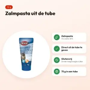 Trixie Premio zalmpasta voor katten 75 g – glutenvrij, in tube – voordelen