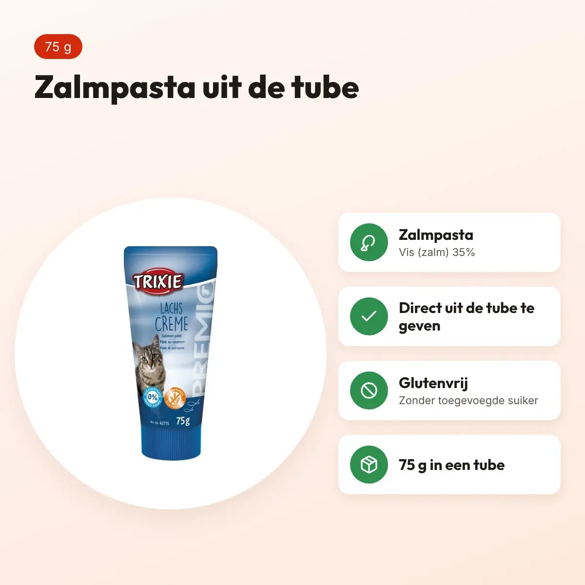 Trixie Premio zalmpasta voor katten 75 g – glutenvrij, in tube – voordelen