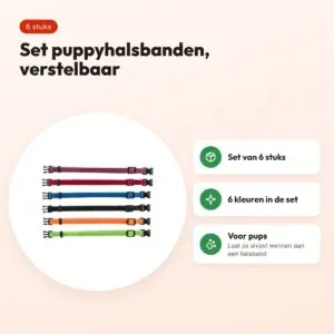 Trixie puppyhalsband set 22-35 cm – 6 stuks, verschillende kleuren – voordelen
