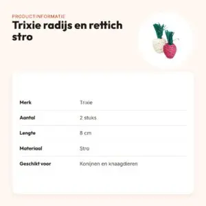 Trixie radijs en rettich van stro 8 cm – 2 stuks knaagspeelgoed – productinformatie