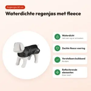 Trixie regenjas hond Orléans zwart 80 cm – waterdicht, fleece voering – voordelen