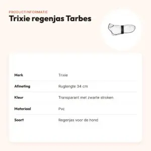 Trixie regenjas hond Tarbes transparant 34 cm – PVC, zwarte stroken – productinformatie