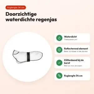 Trixie regenjas hond Tarbes transparant 34 cm – PVC, zwarte stroken – voordelen