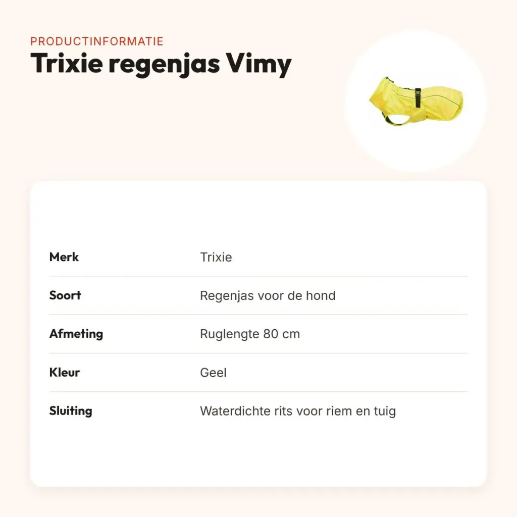 Trixie regenjas hond Vimy geel 80 cm – waterdicht en winddicht – productinformatie