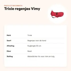 Trixie regenjas hond Vimy rood 55 cm – waterdicht en winddicht – productinformatie