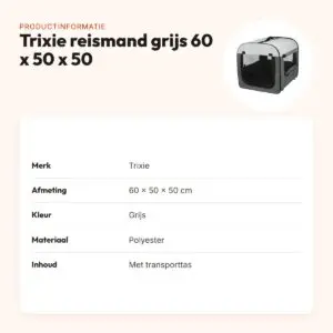 Trixie reismand grijs S 60 x 50 x 50 cm – opvouwbaar, met transporttas – productinformatie