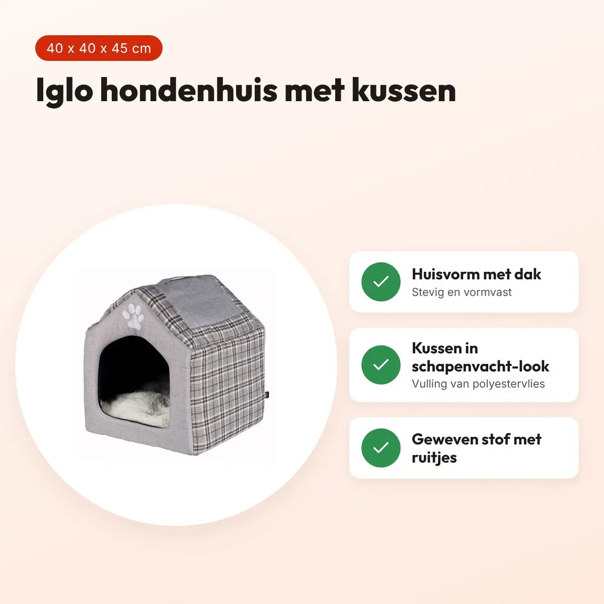 Trixie Relax iglo hondenhuis Silas grijs/crème 40 x 40 x 45 cm – voordelen