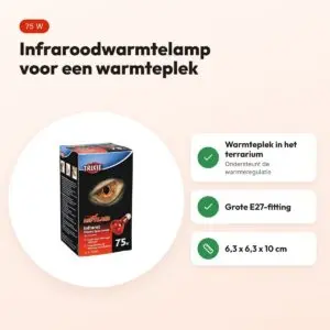 Trixie Reptiland Heatspot infraroodwarmtelamp 75 W E27 – 6,3 x 6,3 x 10 cm – voordelen