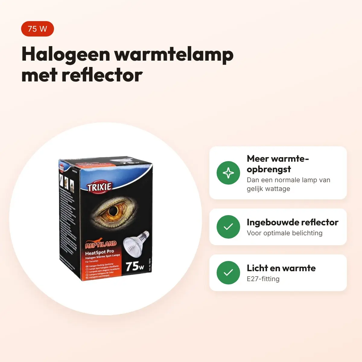 Trixie Reptiland Heatspot Pro halogeen warmtelamp 75 W E27 – voordelen