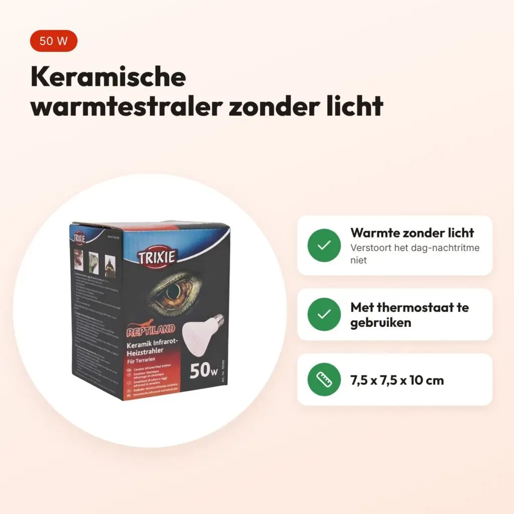 Trixie Reptiland keramische infraroodwarmtestraler 50 W – 7,5 x 7,5 x 10 cm – voordelen
