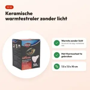 Trixie Reptiland keramische infraroodwarmtestraler 50 W – 7,5 x 7,5 x 10 cm – voordelen