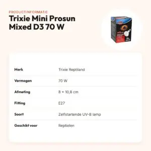 Trixie Reptiland Mini Prosun Mixed D3 UV-B lamp 70 W – zelfstartend, E27 – productinformatie