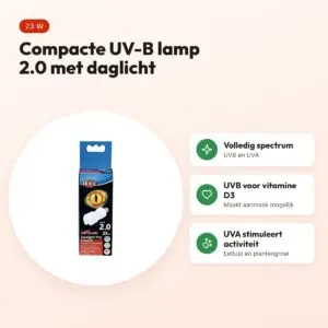 Trixie Reptiland Sunlight Pro Compact 2.0 UV-B lamp 23 W – 6 x 6 x 15,2 cm – voordelen