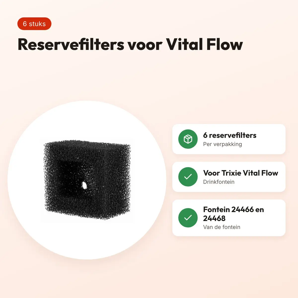 Trixie reservefilter voor Vital Flow drinkfontein – 6 stuks – voordelen