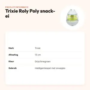 Trixie Roly Poly snack-ei 13 cm – grijs/limegroen, intelligentiespel – productinformatie