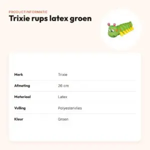 Trixie rups latex groen 26 cm – hondenspeelgoed met pieper – productinformatie