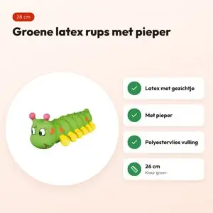 Trixie rups latex groen 26 cm – hondenspeelgoed met pieper – voordelen