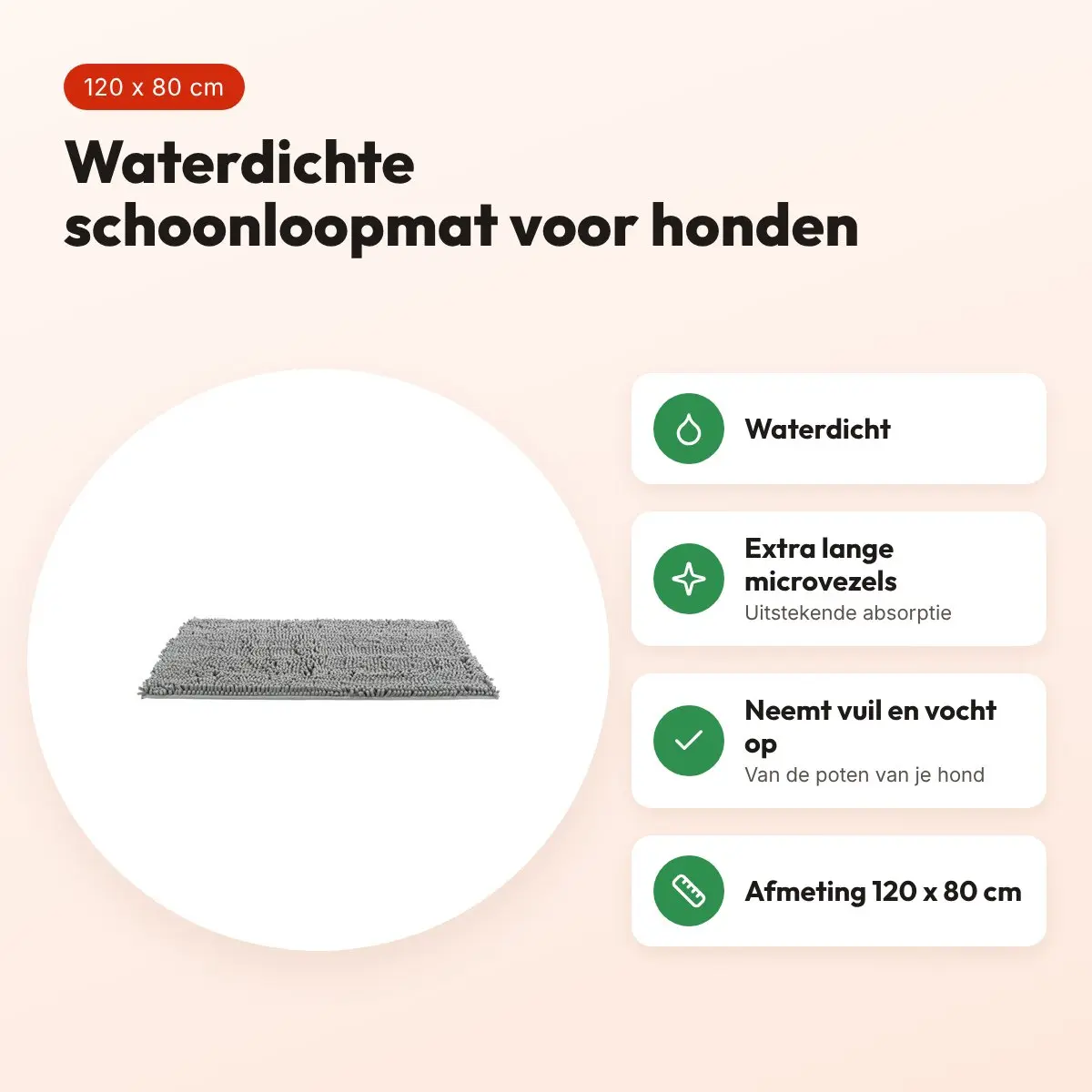 Trixie schoonloopmat waterdicht grijs 120 x 80 cm – voor honden – voordelen