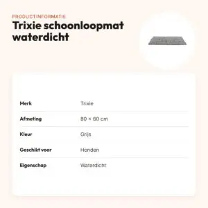 Trixie schoonloopmat waterdicht grijs 80 x 60 cm – voor honden – productinformatie