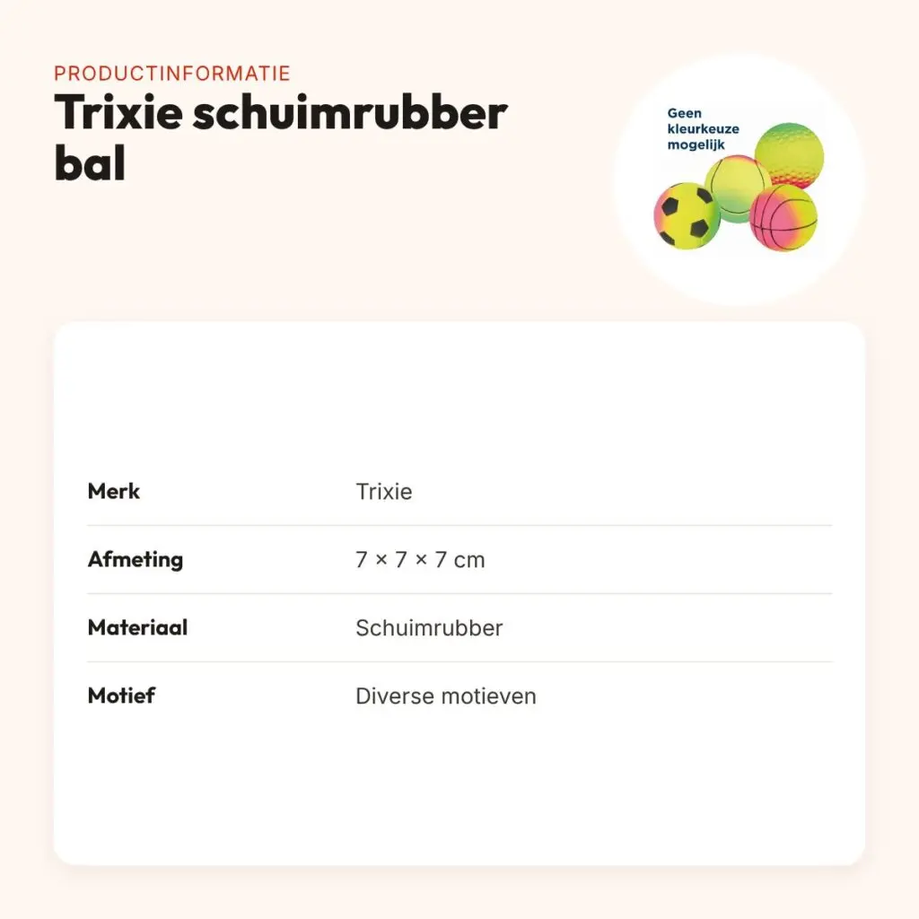 Trixie schuimrubber bal 7 x 7 x 7 cm – diverse motieven – productinformatie