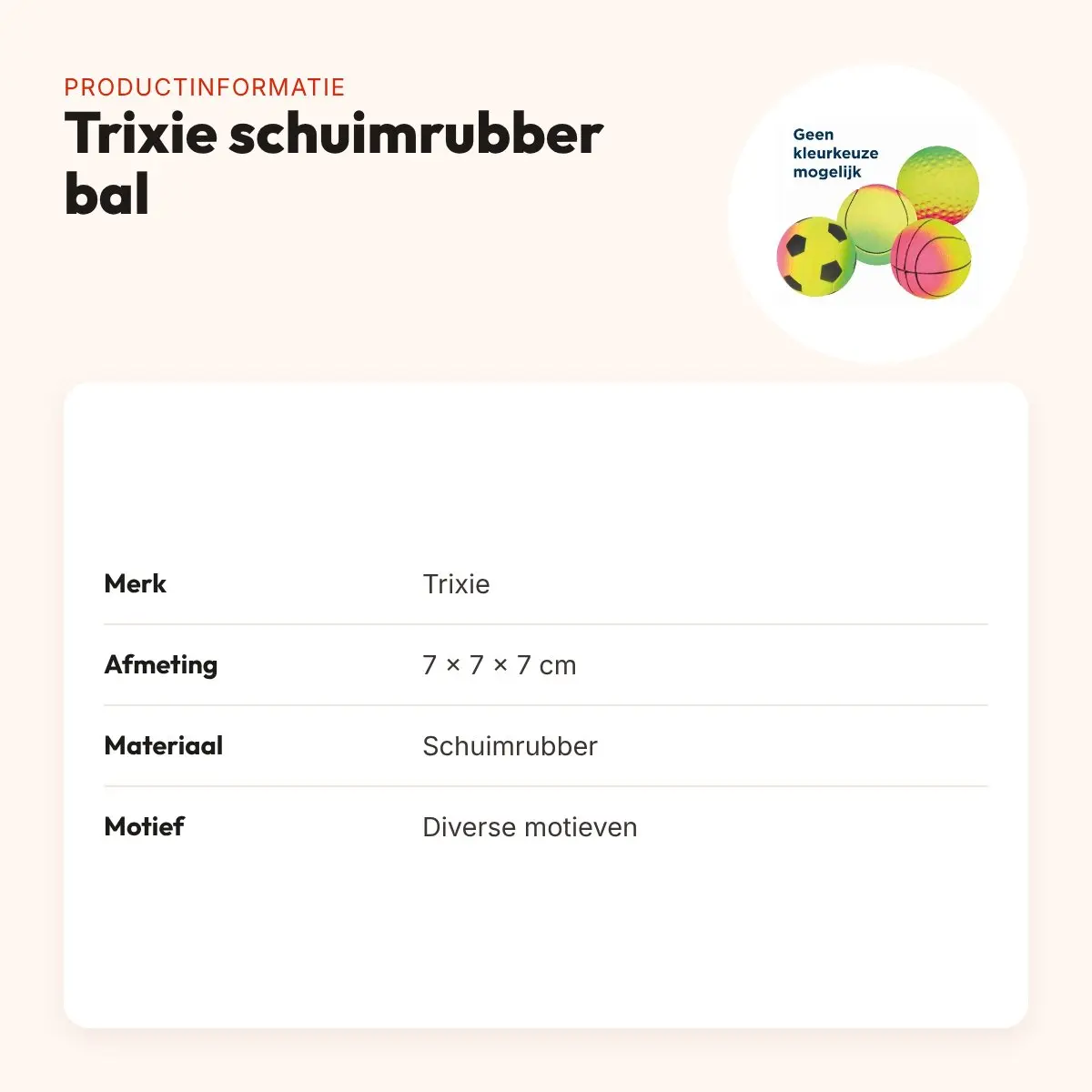 Trixie schuimrubber bal 7 x 7 x 7 cm – diverse motieven – productinformatie