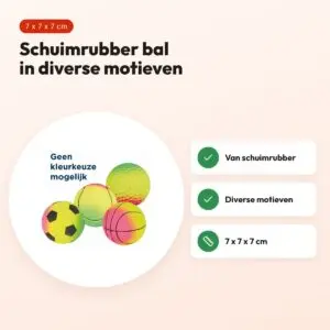 Trixie schuimrubber bal 7 x 7 x 7 cm – diverse motieven – voordelen