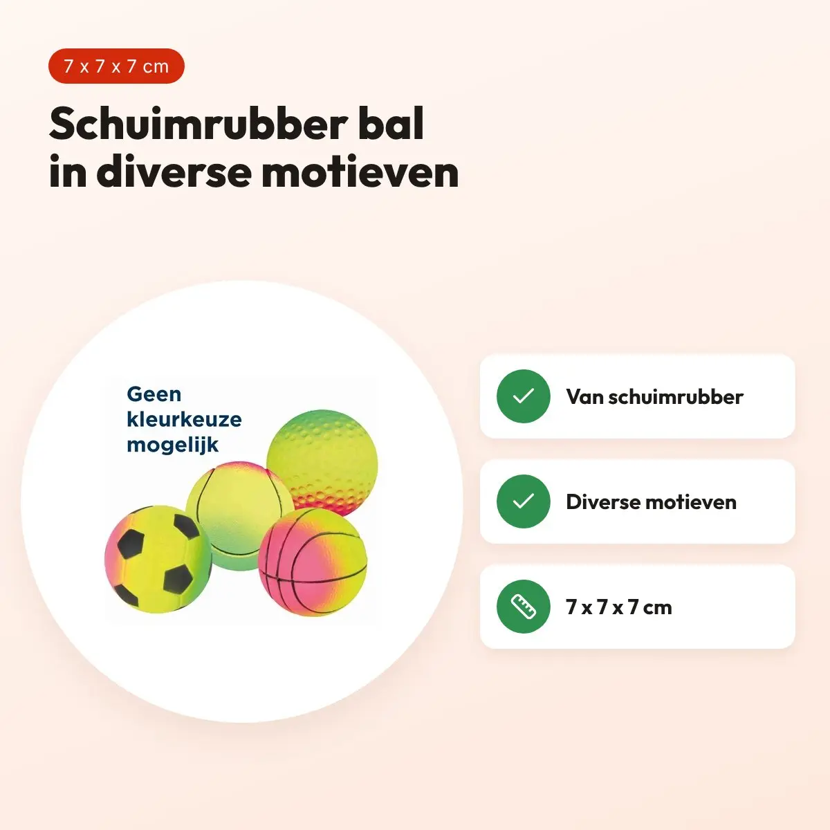 Trixie schuimrubber bal 7 x 7 x 7 cm – diverse motieven – voordelen