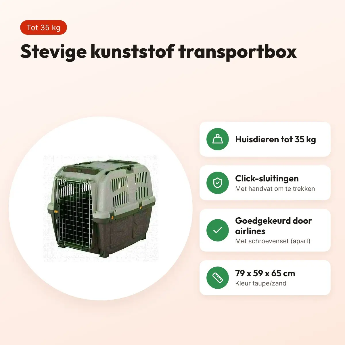 Trixie Skudo transportbox M taupe/zand 79 x 59 x 65 cm – tot 35 kg – voordelen