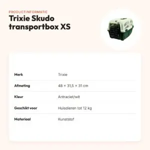 Trixie Skudo transportbox XS antraciet/wit 48 x 31,5 x 31 cm – tot 12 kg – productinformatie