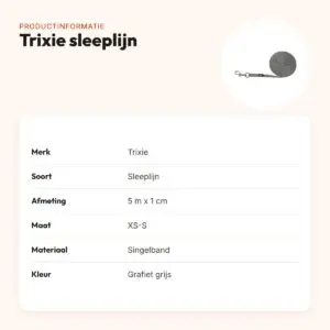 Trixie sleeplijn extra licht voor kleine honden grafiet grijs 5 m x 1 cm – productinformatie