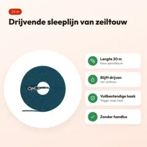 Trixie sleeplijn hond zeiltouw petrolblauw 20 m – drijvend, zonder handlus – voordelen