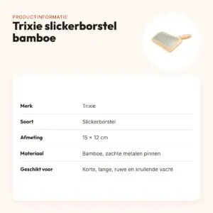 Trixie slickerborstel bamboe 15 x 12 cm – zachte metalen pinnen – productinformatie