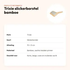 Trixie slickerborstel bamboe 15 x 9 cm – zachte metalen pinnen – productinformatie