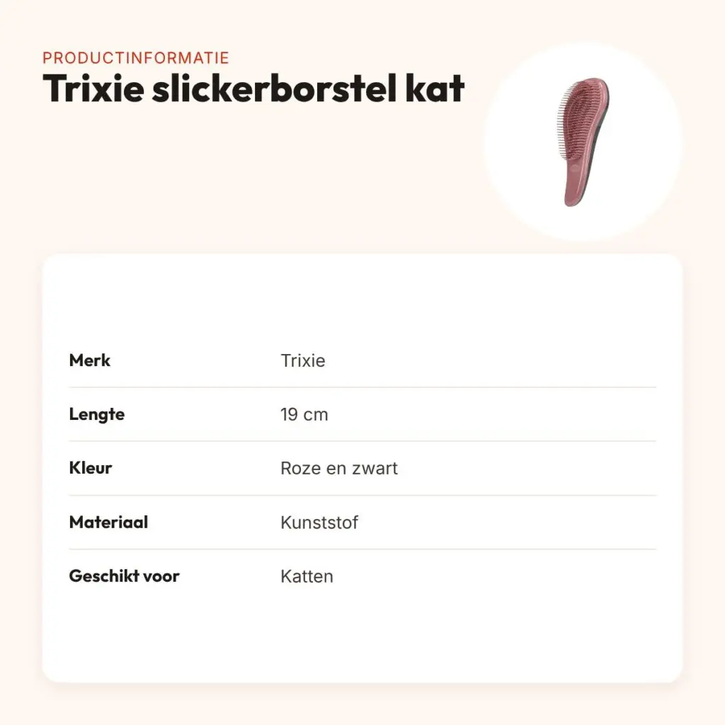 Trixie slickerborstel kat roze/zwart 19 cm – ergonomisch – productinformatie
