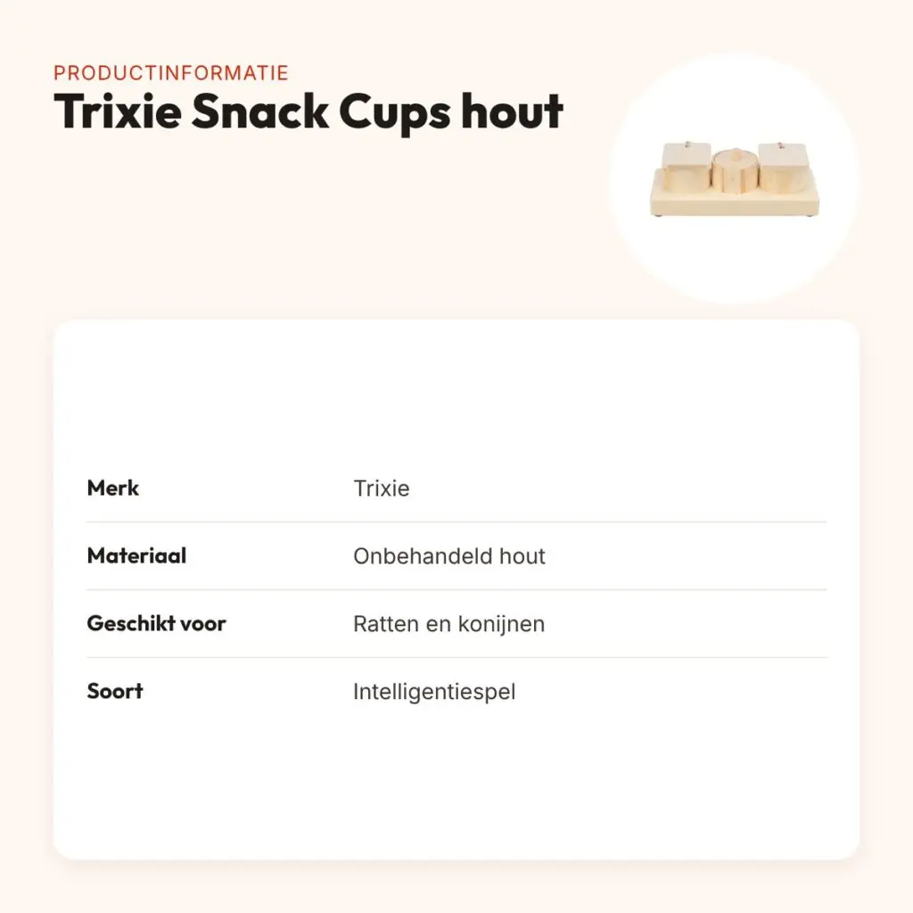 Trixie Snack Cups hout – spel voor ratten en konijnen – productinformatie