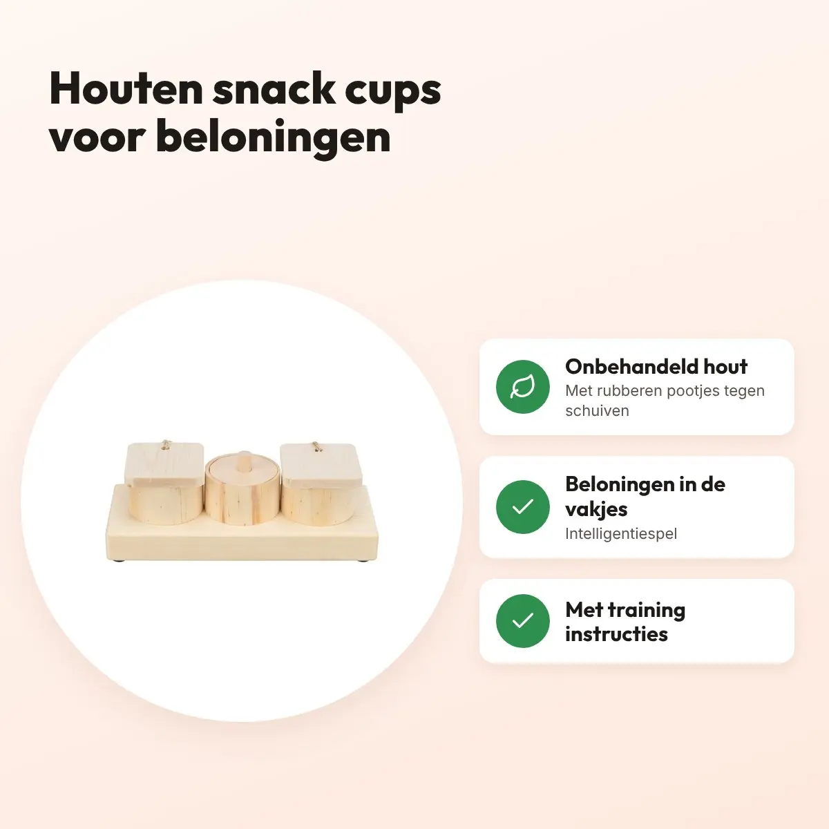 Trixie Snack Cups hout – spel voor ratten en konijnen – voordelen