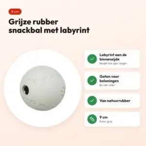 Trixie snackbal rubber grijs 9 cm – labyrint – voordelen
