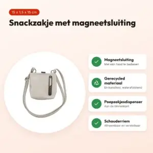 Trixie snackzakje Citystyle grijs 15 x 1,5 x 15 cm – magneetsluiting – voordelen