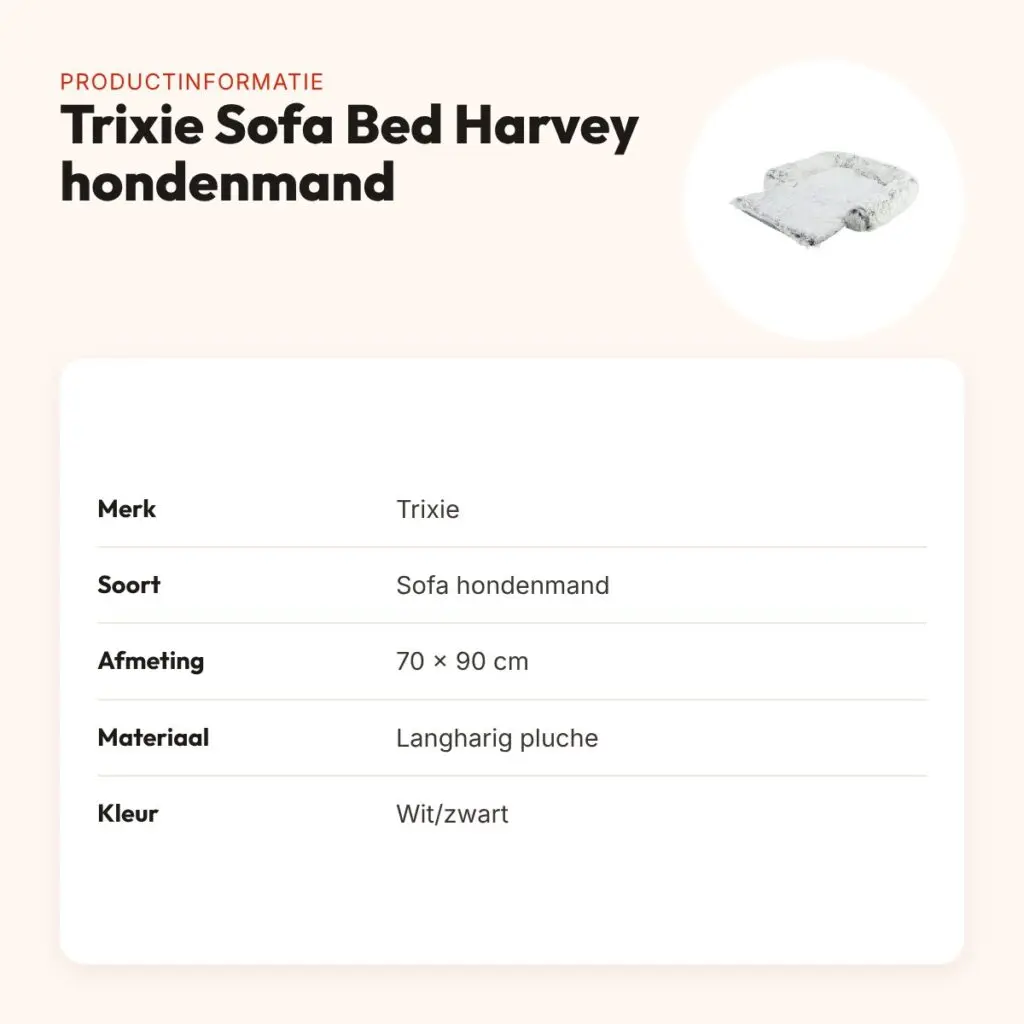 Trixie Sofa Bed Harvey hondenmand wit/zwart 70 x 90 cm – meubelbeschermer – productinformatie