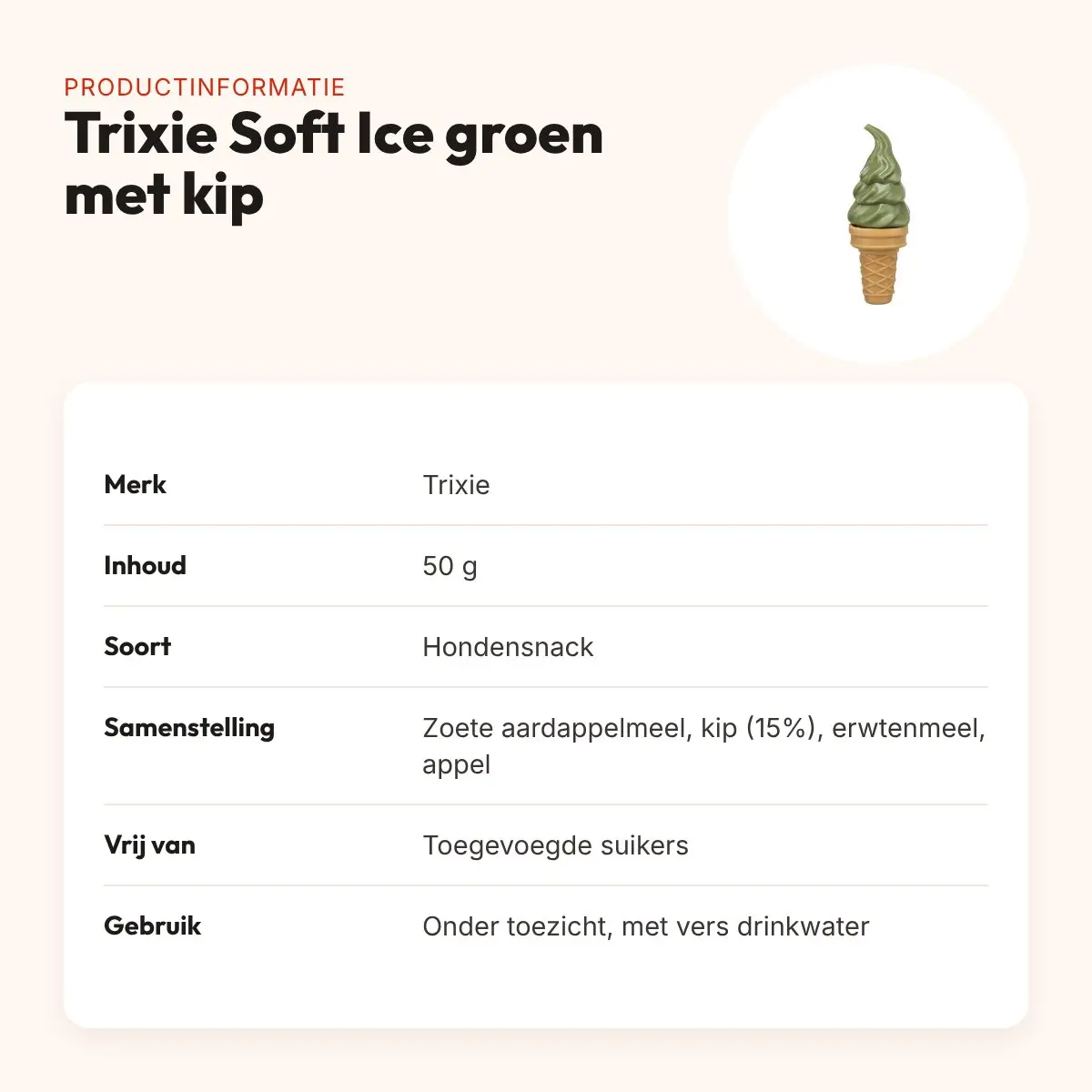 Trixie Soft Ice hondensnack groen met kip 50 g – productinformatie