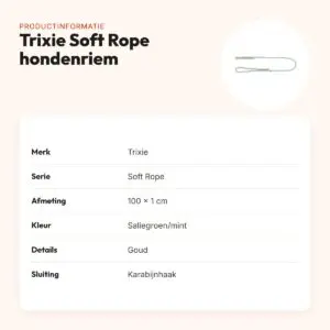 Trixie Soft Rope hondenriem saliegroen/mint 100 x 1 cm – productinformatie
