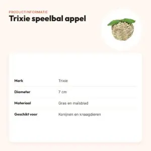 Trixie speelbal appel van gras en maïsblad 7 cm – voor knaagdieren – productinformatie