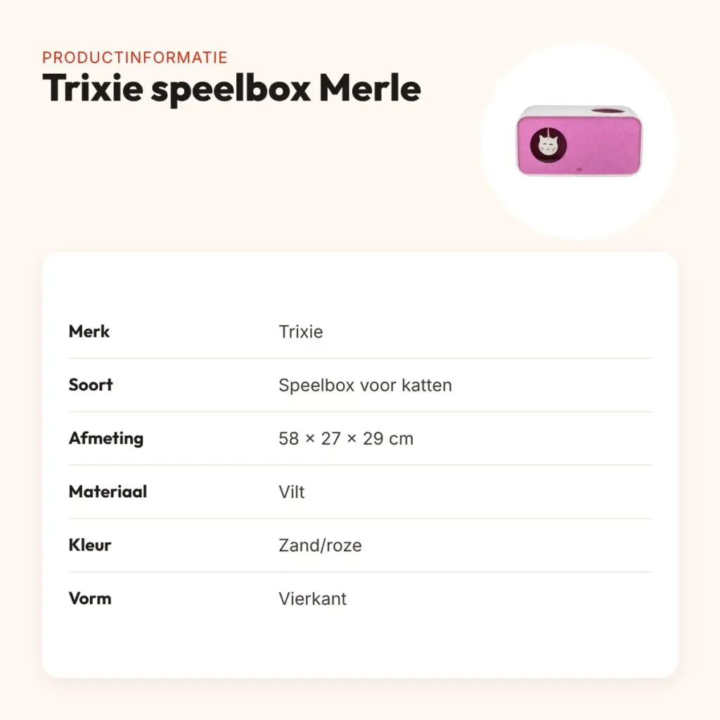 Trixie speelbox Merle vierkant vilt zand/roze 58 x 27 x 29 cm – productinformatie