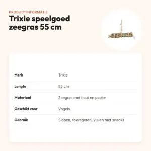 Trixie speelgoed zeegras 55 cm – groot vogelspeelgoed te vullen met snacks – productinformatie