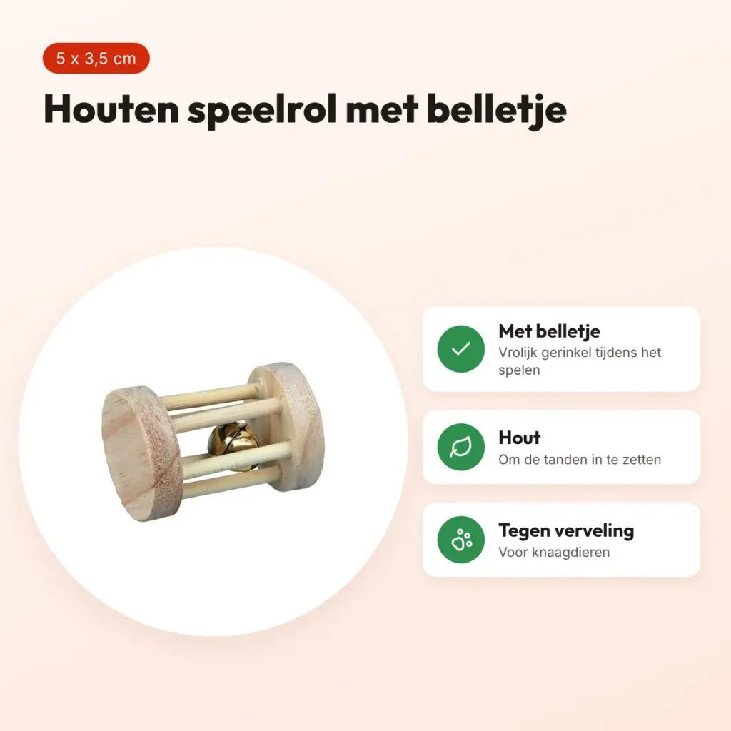 Trixie speelrol hout met bel 5 x 3,5 cm – beige – voordelen