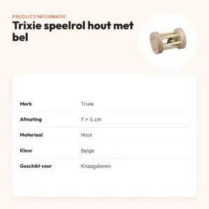 Trixie speelrol hout met bel 7 x 5 cm – beige – productinformatie
