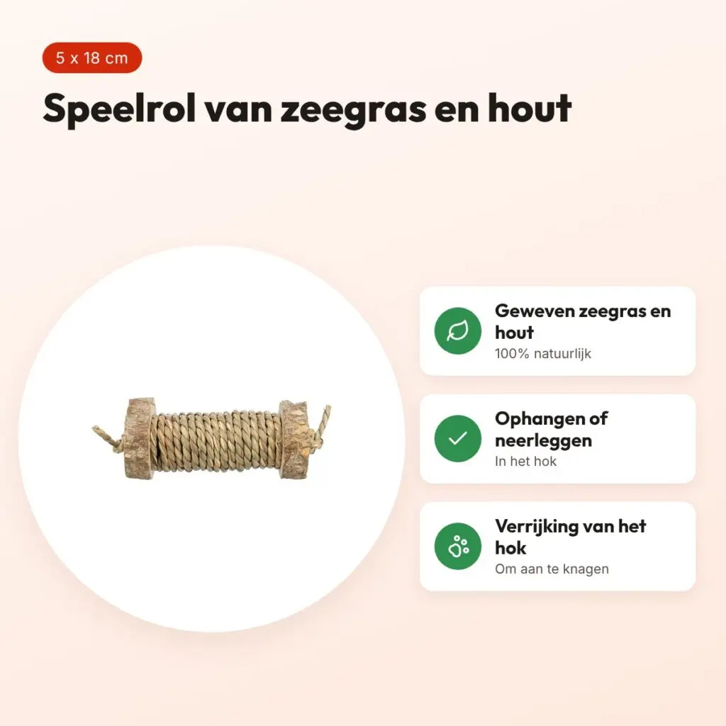 Trixie speelrol van zeegras en hout 5 x 18 cm – voor knaagdieren – voordelen
