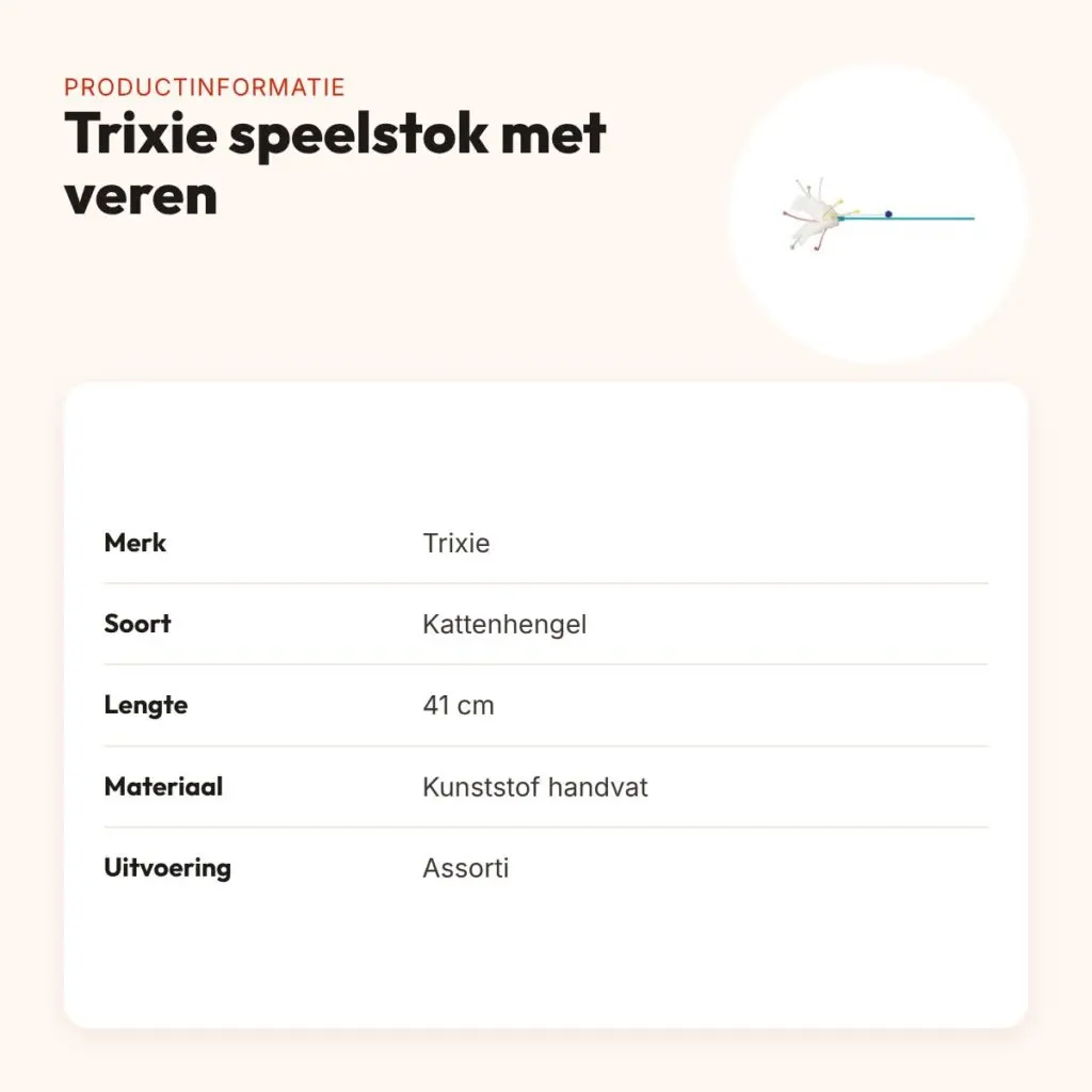 Trixie speelstok met veren voor katten 41 cm – assorti kleuren – productinformatie