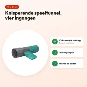 Trixie speeltunnel kat 115 x 30 cm – knisperend, vier ingangen – voordelen