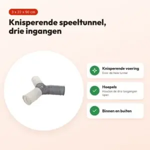 Trixie speeltunnel kat 3-weg blauw 3 x 22 x 50 cm – knisperend – voordelen